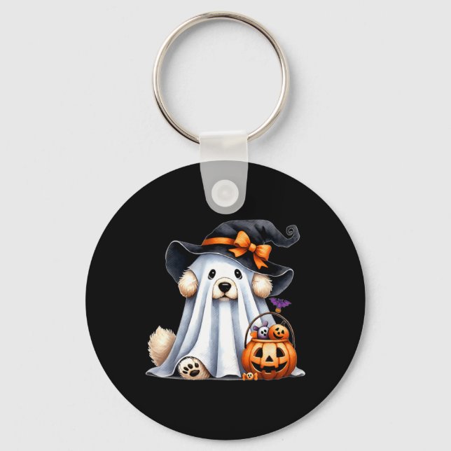 Halloween Ghost Dog Keychain (Front)