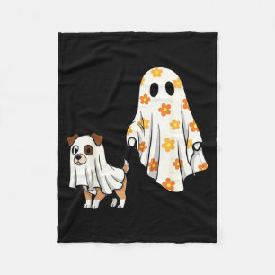 Halloween Ghost Dog Spooky Season Dog Mom Dog Fleece Blanket