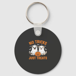 Halloween Ghost Dogs No Tricks Just Treats Design_ Keychain