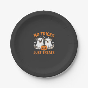 Halloween Ghost Dogs No Tricks Just Treats Design_ Paper Plate