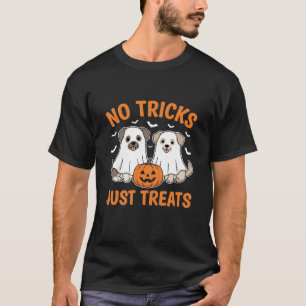Halloween Ghost Dogs No Tricks Just Treats Design_ T-Shirt