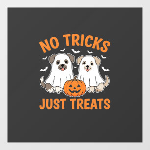 Halloween Ghost Dogs No Tricks Just Treats Design_ Window Cling