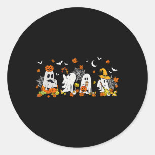 Halloween Ghost Drinking Coffee Fall Ghost Book Re Classic Round Sticker