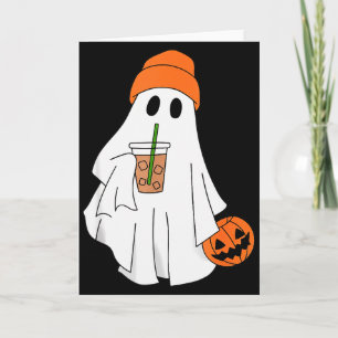 Halloween Ghost Drinking Coffee Ghost Ice Coffee M Card