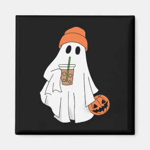 Halloween Ghost Drinking Coffee Ghost Ice Coffee M Magnet