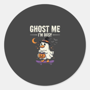 Halloween Ghost Duck Skateboard Design_1 Classic Round Sticker
