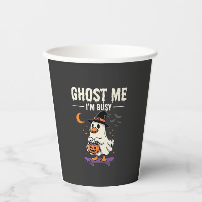 Halloween Ghost Duck Skateboard Design_1 Paper Cups (Front)