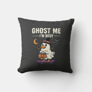Halloween Ghost Duck Skateboard Design_1 Throw Pillow