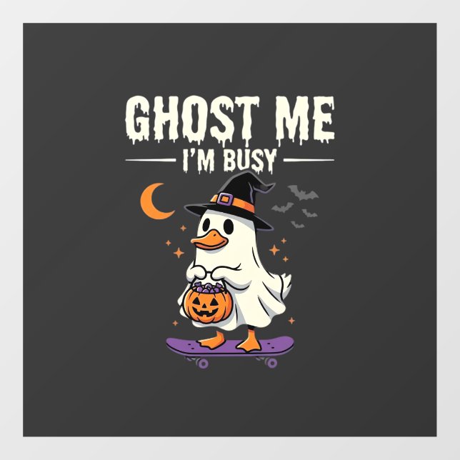 Halloween Ghost Duck Skateboard Design_1 Window Cling (Sheet)
