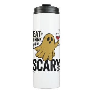 Halloween Ghost Eat Drink And Be Scary Vintage_1 Thermal Tumbler