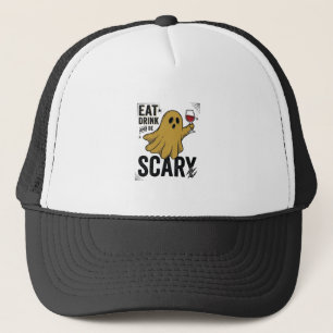 Halloween Ghost Eat Drink And Be Scary Vintage_1 Trucker Hat