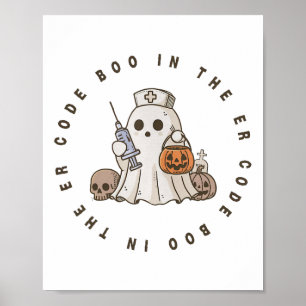 Halloween Ghost Emergency Department Emergency Roo Poster