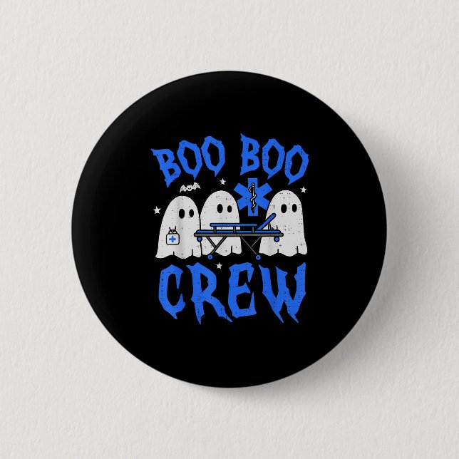 Halloween Ghost Ems Emt Paramedic Funny Emergency  2 Inch Round Button (Front)
