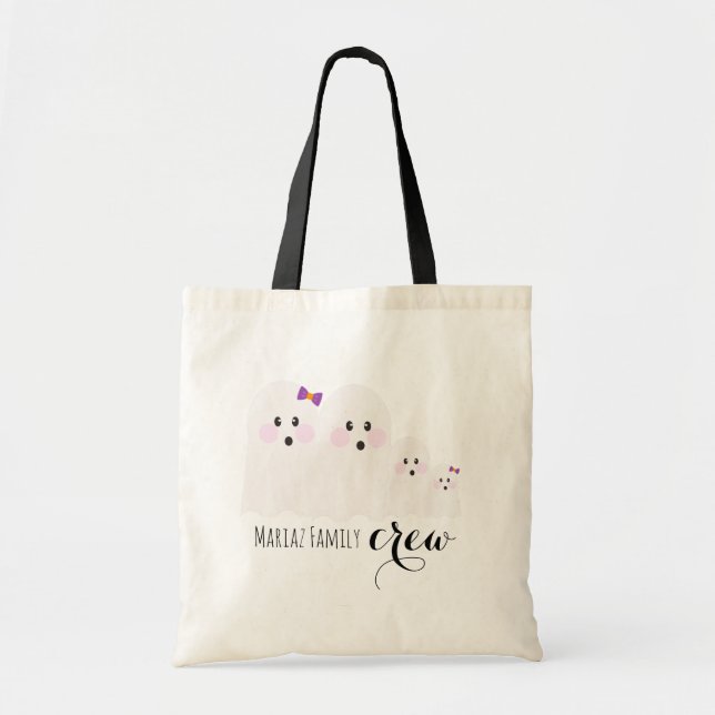 Halloween Ghost Family Name Crew Mom Dad Sibling Tote Bag (Front)
