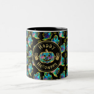 Halloween Ghost Faux Glitter Two-Tone Coffee Mug
