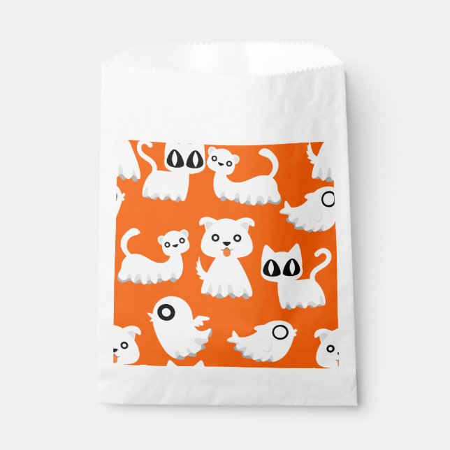 halloween ghost ferret dog orange favour bag (Front)