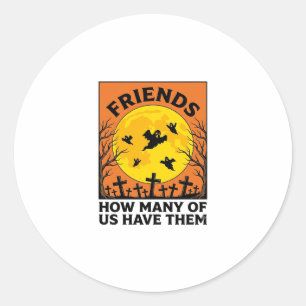 Halloween Ghost Friends Funny Vintage Horror_1 Classic Round Sticker