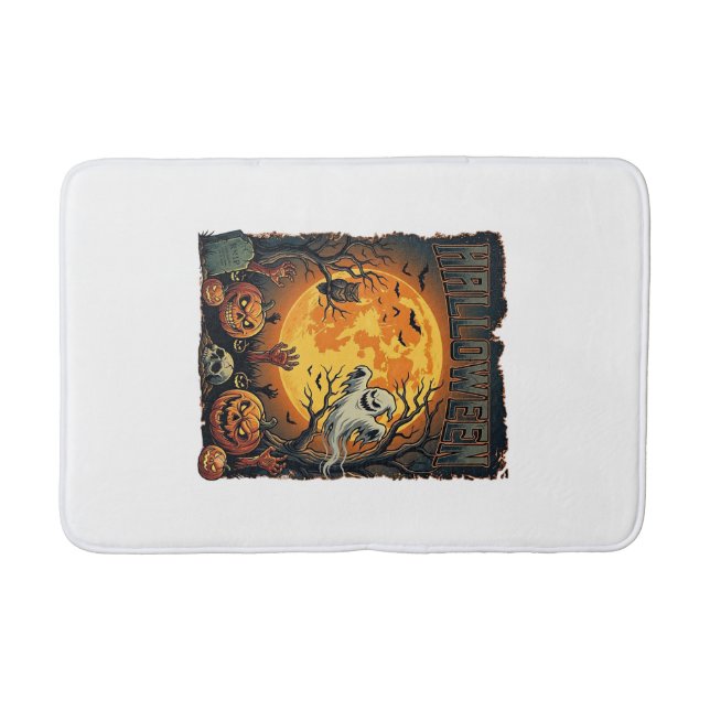 Halloween Ghost Full Moon Jack Lanterns Zombie Han Bath Mat (Front)