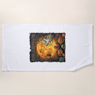 Halloween Ghost Full Moon Jack Lanterns Zombie Han Beach Towel