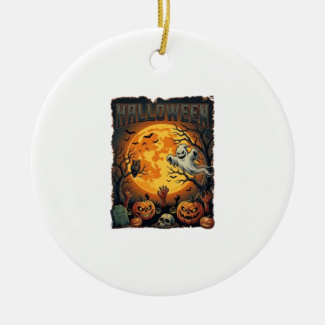 Halloween Ghost Full Moon Jack Lanterns Zombie Han Ceramic Ornament (Front)