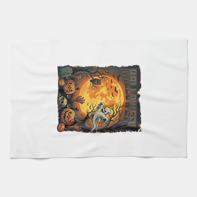 Halloween Ghost Full Moon Jack Lanterns Zombie Han Kitchen Towel (Horizontal)