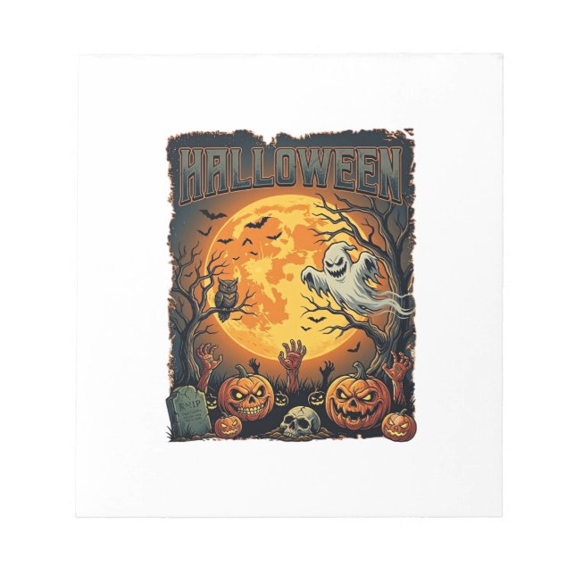 Halloween Ghost Full Moon Jack Lanterns Zombie Han Notepad (Front)