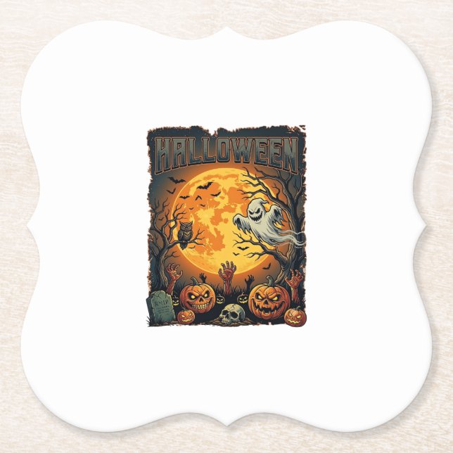Halloween Ghost Full Moon Jack Lanterns Zombie Han Paper Coaster (Front)