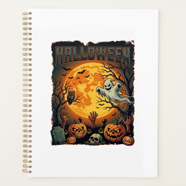 Halloween Ghost Full Moon Jack Lanterns Zombie Han Planner (Front)