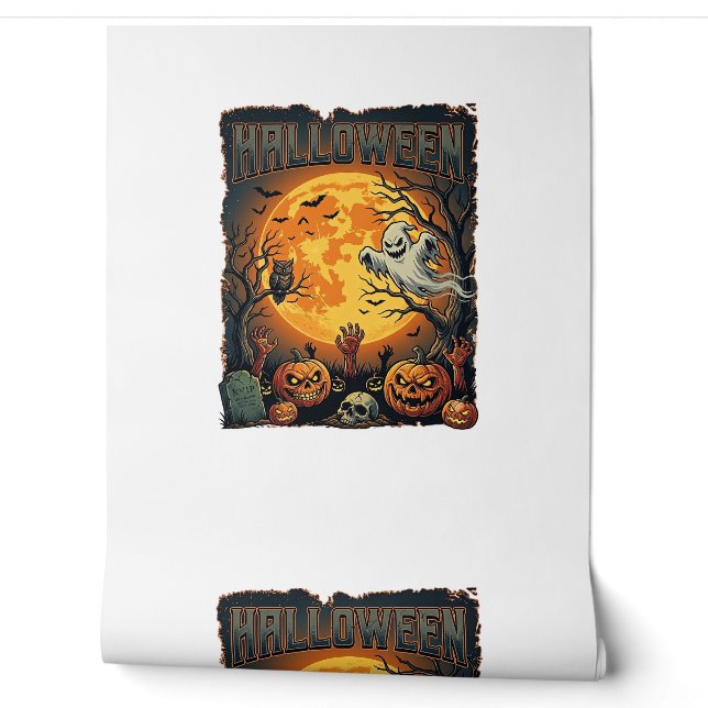 Halloween Ghost Full Moon Jack Lanterns Zombie Han Wallpaper (Unrolling)