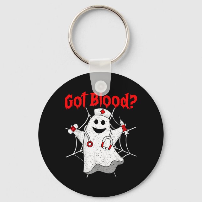 Halloween Ghost Funny Phlebotomist Phlebotomy Men Keychain (Front)