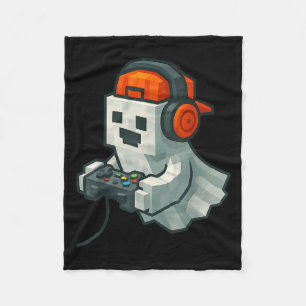 Halloween Ghost Gamer Funny Pixel Video Gaming Boy Fleece Blanket