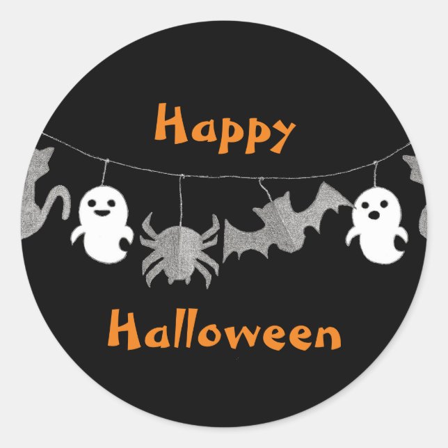 Halloween ghost garland  classic round sticker (Front)