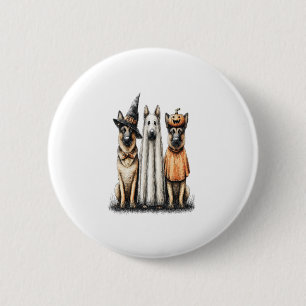 Halloween Ghost German Shepherd Dog 2 Inch Round Button