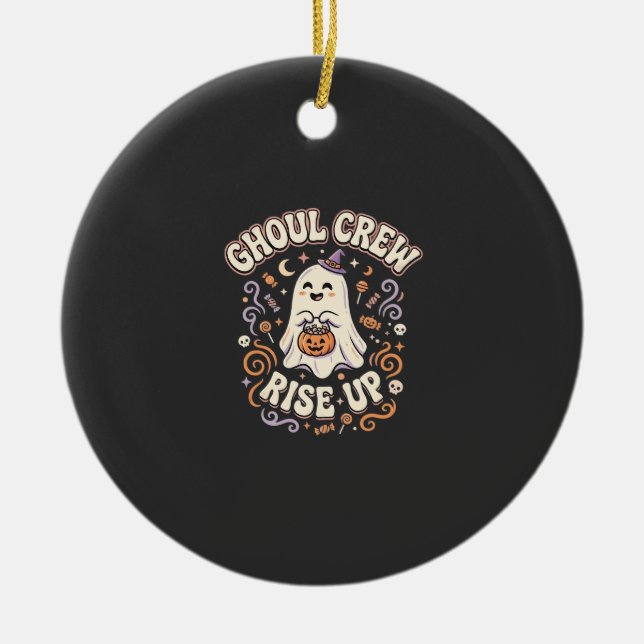 Halloween Ghost Ghoul Squad Ceramic Ornament (Front)