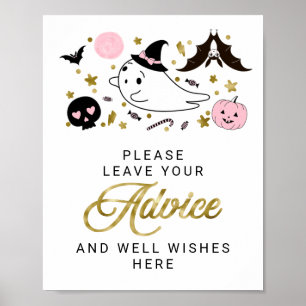 Halloween Ghost Girl Baby Shower Advice Sign