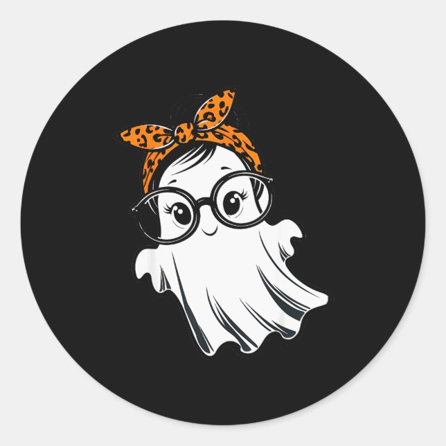 Halloween Ghost Gles Girl Ghost Costume Eyegl Wome Classic Round Sticker (Front)
