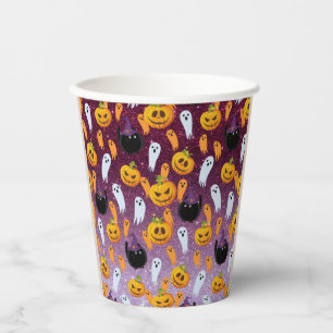 Halloween Ghost Glitter Pattern Paper Cups