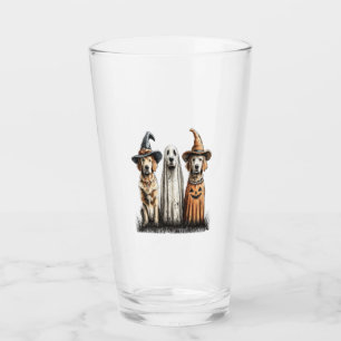 Halloween Ghost Golden Retriever Dog Glass