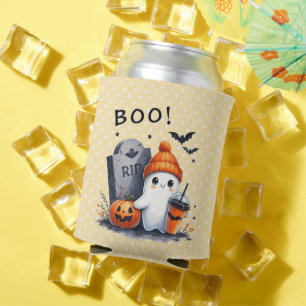 Halloween Ghost  -Gravestone, JackO'lantern, Bats Can Cooler