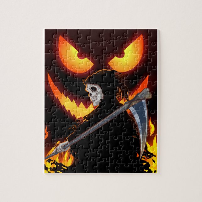 Halloween Ghost Grim Reaper Flame Jigsaw Puzzle (Vertical)