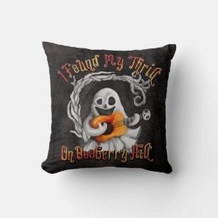 Halloween Ghost Guitar Booberry Hill Throw Pillow