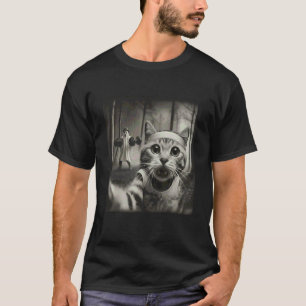Halloween Ghost Gym Workout Cat Selfie with Spooky T-Shirt