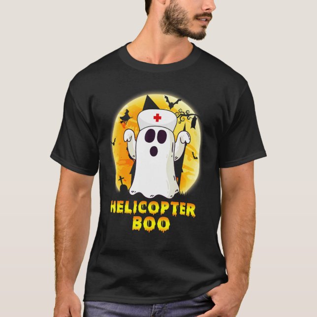 Halloween Ghost Helicopter Boo Nurse Nursing Men W T-Shirt (Front)