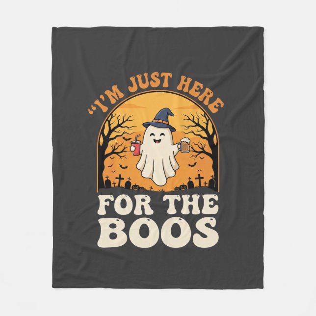 Halloween Ghost Here For The Boos Fleece Blanket (Front)