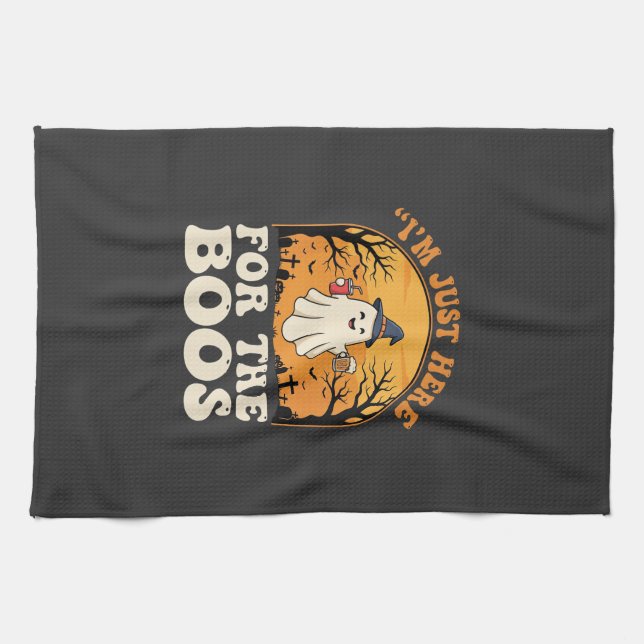 Halloween Ghost Here For The Boos Kitchen Towel (Horizontal)