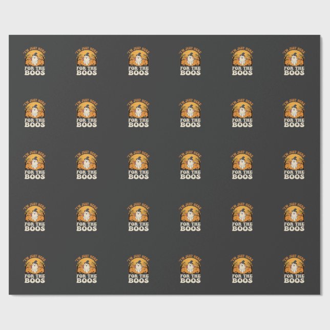 Halloween Ghost Here For The Boos Wrapping Paper (Flat)