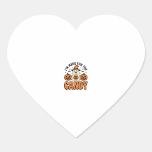 Halloween Ghost Here For The Candy Cute Vintage_1 Heart Sticker