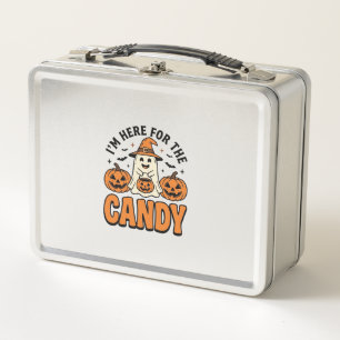 Halloween Ghost Here For The Candy Cute Vintage_1 Metal Lunch Box