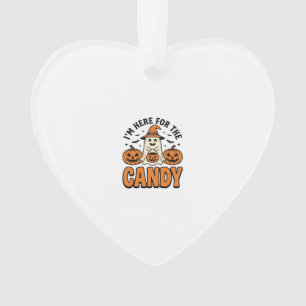 Halloween Ghost Here For The Candy Cute Vintage_1 Ornament