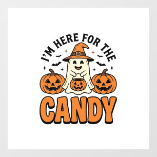 Halloween Ghost Here For The Candy Cute Vintage_1 Window Cling